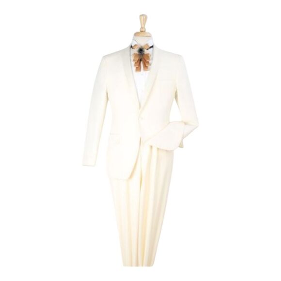 MEN'S ROYAL DIAMOND 2 PIECE SOLID O. WHT 1 BUTTON  SHAWL LAPEL TUXEDO. TU2-10. - Picture 2 of 2